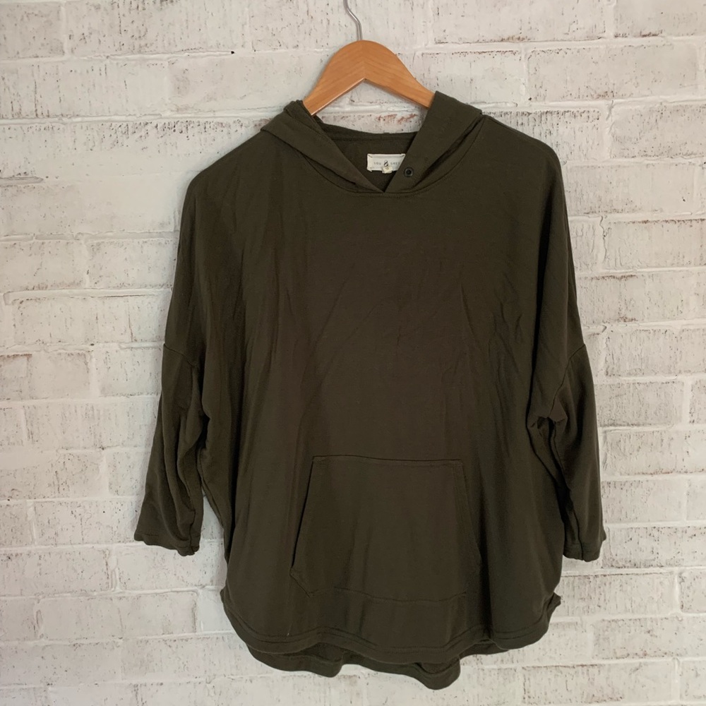 Lou and Grey Olive Green Hooded Sweatshirt Top Size Medium